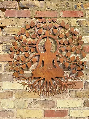 £34 • Buy Buddha In Meditation Tree Wall Art Garden Plaque Metal Indoor Or Outdoor