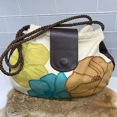 Kate Sheridan Embroidered Cotton Bag Shouder Purse Boho Handbag Appliqué • £17.36