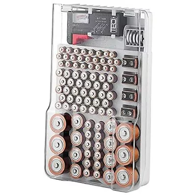 The Battery Organizer And Tester With Cover Battery Storage Organizer White • $33.30