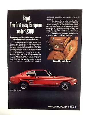 1971 Mercury Capri Automobile Original Print Ad Sexy European Car Red • $11.99