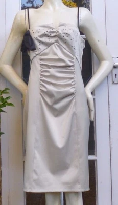 £12.50 • Buy AFTER SIX By Ronald Joyce Oatmeal Colour Satin Dress  NWOT Size 14/16