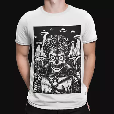 £7.99 • Buy Mars Attacks BW T-Shirt - Movie 90s Aliens Head Ack Ack Tee Retro Future Space