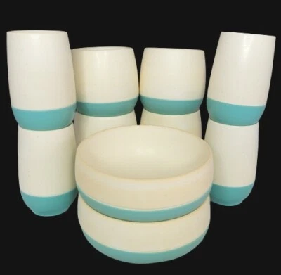 $21 • Buy Vtg 1960's Vacron Vacuum Tumblers & Bowls Bopp-Decker Turquoise Set Of 10 ~ READ