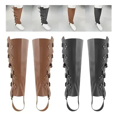 Medieval Greaves Boots Shoes Cover Leather Leg LARP Knight • £18.70