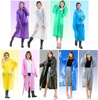 Adults/Kids Unisex Reusable Waterproof Rain Coat Portable Rain Jacket Poncho • £3.99