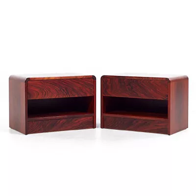 Arne Wahl Iversen Mid Century Rosewood Nightstands - Pair • $2347