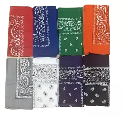 Pack Of 12 Large Paisley Western 100% Cotton Printed Bandana - 21 X 21 Inches • $12.95