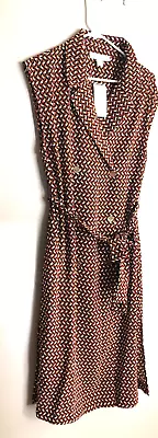 NWT  MICHAEL KORS Robust Rust Black & White Pattern Dress  Size M Sangria $84 • $21.28