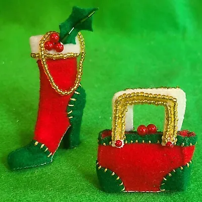 Michael Simon 2 /Set Boot & Purse Holiday Ornaments NWOT RARE Collectable VALUE • $49.99