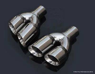 Staggered Exhaust Muffler Tips Dual 3  L / R Quad Set 2.25  ID 9.5  Long • $135