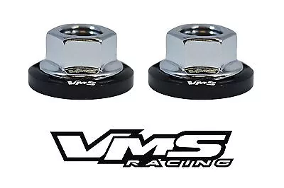 2 Vms Racing Strut Tower Dress Up Black Washers & Silver Flanged Nuts For Honda • $14.95