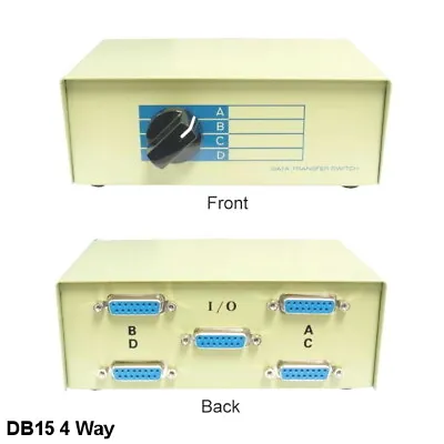 Kentek DB15 4 Way Manual Data Transfer Switch Box I/O ABCD Port Rotary Dail • $34.67