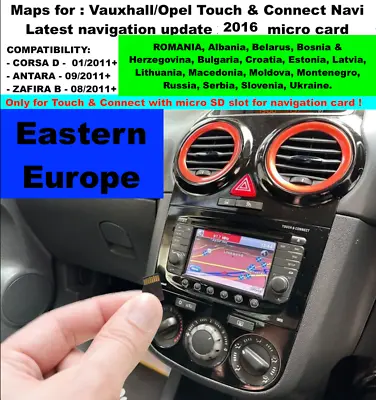 VAUXHALL OPEL SAT NAV MICRO SD CARD 2016 TOUCH & CONNECT Zafira - EASTERN EUROPE • £24.99