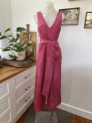 UNIQUE One Of A Kind Linen Blend Dyed Jumpsuit WITCHERY Size 8 Mottled • $25