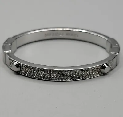 Michael Kors Astor Baguette Bangle Bracelet Silver Tone 6.75  Pave Rhinestone • $32