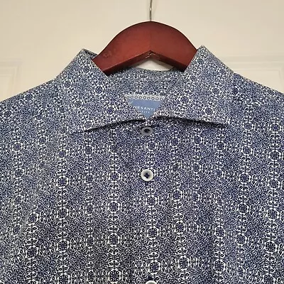 Tresanti Mens Shirt  16  41 Chest Blue White Floral Slim Fit • £24