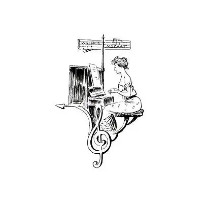 LADY PIANIST COLLAGE Small Music Unmounted Rubber Stamp Piano Organ #10 • $6.93