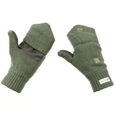 Knitted Convertible Mittens Flap Fingerless Gloves Thermal Insulation Green • $15.99