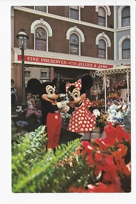 Disneyland  The Flower Of His Eye  Mickey Mouse Minnie Mouse Chrome Postcard • $2.99