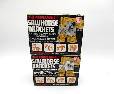 Vintage Sawhorse Brackets New Galvanized Steel Crawford Products • $24.95