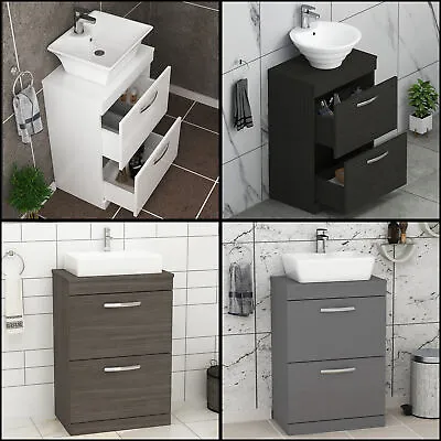 Bathroom Worktop Vanity Unit Countertop Basin Sink 2 Drawer Floor Standing • £159.99