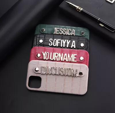 Personalised IPhone Case Faux Crocodile Leather Strap Phone • £26.99