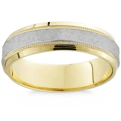 Men's Hammered Platinum & 18K Yellow Gold Two Tone Comfort Fit Wedding Band • $928.45