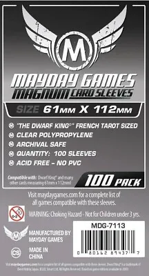 100 Mayday Games Platinum Card Sleeves Dwarf King French Tarot Sized MDG7113 • £3.50