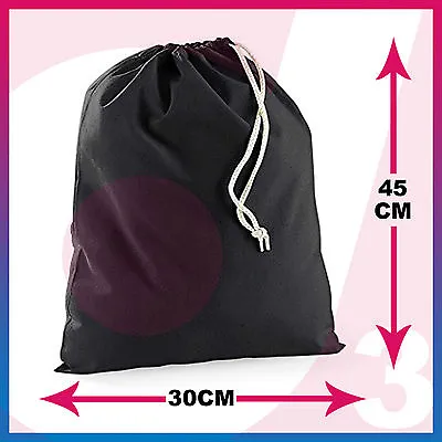 100% Cotton Plain Drawstring Bags - Xmas Sack / Stocking - Storage / Laundry Bag • £1.99