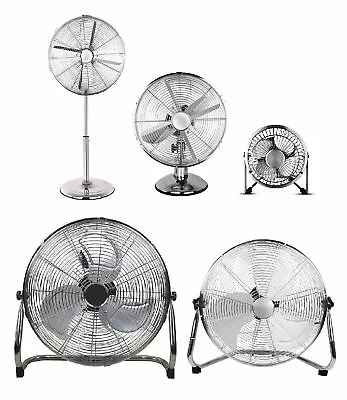 £7.99 • Buy Chrome Floor Standing Pedestal Desk Floor Industrial Fan Table Large Home New