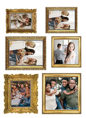 6 X Edible Icing Photo Frame Cake Topper Decorations  Inc 6 Photos- Uncut • £5.50