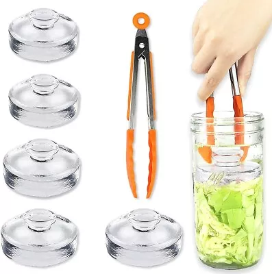 Glass Fermentation Weights With Grip Handle For Wide Mouth Mason Jars 5-Pack • $25.45