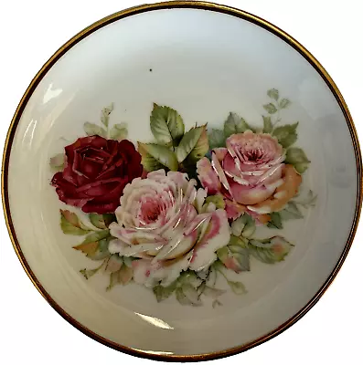 Vintage Roses With Golden Trim C. T. Wasser Decretive 8 1/4 In. Plate #269 • $24