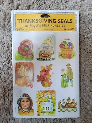 Vtg NOS Eureka Stickers Fall Harvest Thanksgiving Pilgrims Native Americans  • $16.90