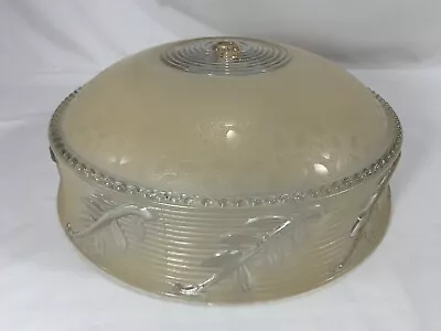 Vintage Victorian Clear & Beige Frosted Glass Ceiling Light Shade Fixture Cover • $29.94