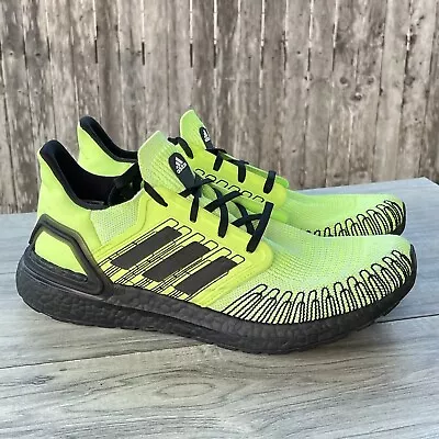 Adidas UltraBoost 20 Men 11 Green Black Running Shoes FY8984 Lace Up Sneakers • $59.99