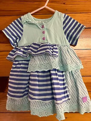 Naartjie Baby Pieced Stripe & Polka Dot Dress EUC Lace Trim Size 12-18 Months • $16.99