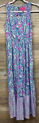 Lilly Pulitzer Target My Fans Girls Blue Pink Multi Color Maxi Dress Sz Large • $20