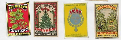 Lot Of 4 Original Vintage Matchbox Packet Labels Vf Sweden  #14 • $19.99