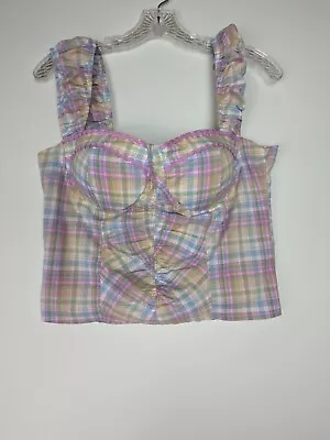 So Good For Life Pastel Plaid Bustier Corset Top Junior's Large  • £18.32