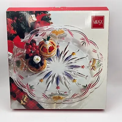 MIKASA Crystal Winter Bells Large Round Hostess Platter In Original Box 14 3/4  • $39.99