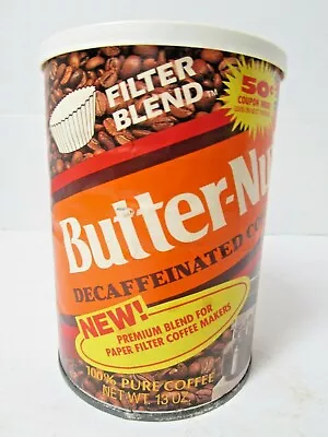 Vintage Butter-Nut Decaffeinated Coffee Can Display Decoration Storage Decaf • $23.88