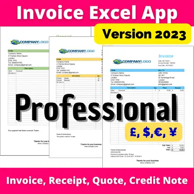 Invoice Receipt Quote Generator - Excel Spreadsheet Database Application • £5