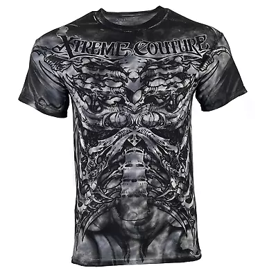 Xtreme Couture By Affliction Men's T-Shirt BIOMECHANICAL Grey Biker S-5XL • $24.95