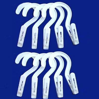 10 Laundry Hooks Clothes Pins Hanging Clips Plastic Hanger Home Travel Portable • $14.24