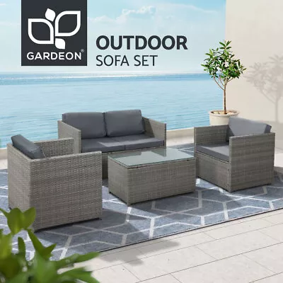 $703.95 • Buy Gardeon Outdoor Furniture Sofa Set 4-Seater Wicker Lounge Setting Table Chairs