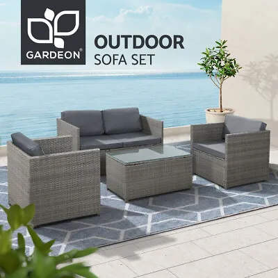 Gardeon Outdoor Furniture Sofa Set 4-Seater Wicker Lounge Setting Table Chairs • $419.95