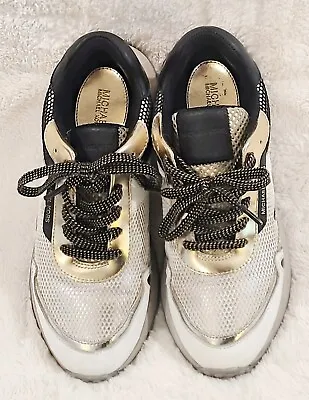 Michael Kors MONROE Trainer Sneakers 7.5 White Metallic • $16