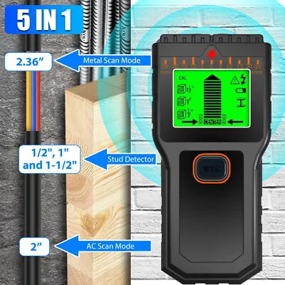 5 In 1 Electric Detector Wall Wood Metal Sensor Wire Stud Finder Cable Scanner • £13.25