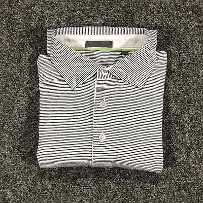 Tasc Performance Polo Shirt Mens M Medium White Black Striped Golf Short Sleeve • $18.95